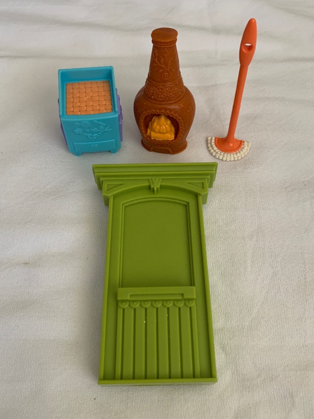 Fisher Price Loving Family Dollhouse Furniture Lot Mop Fireplace Door Nightstand